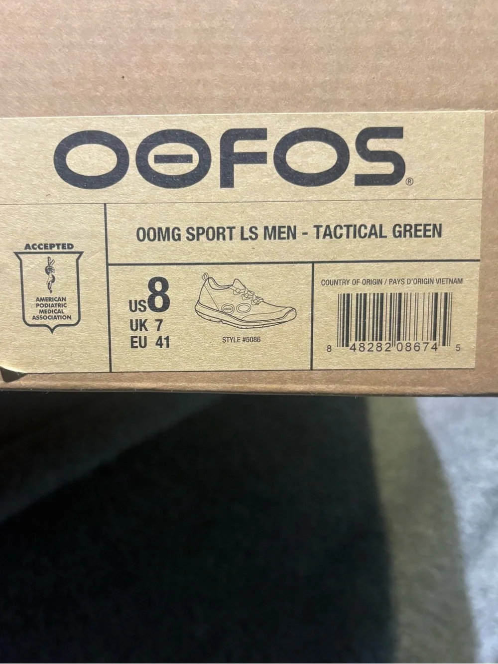 OOFOS Olive and Black Men's Lace-Up Sneakers
